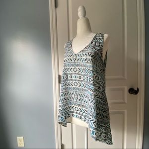Geometric Teal & White Tunic